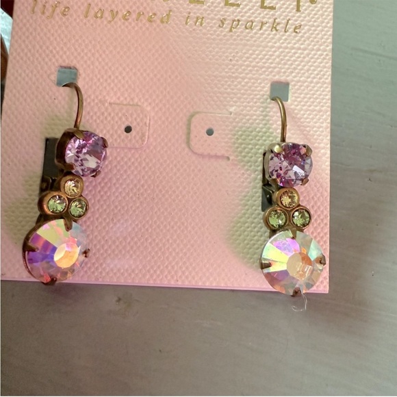 Sorrelli Brass Tone Crystal Drop Earrings NEW - Picture 2 of 4